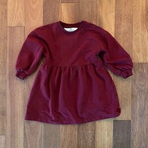 H&M Toddler Girls Long Sleeve Sweatshirt Dress Burgundy 4T